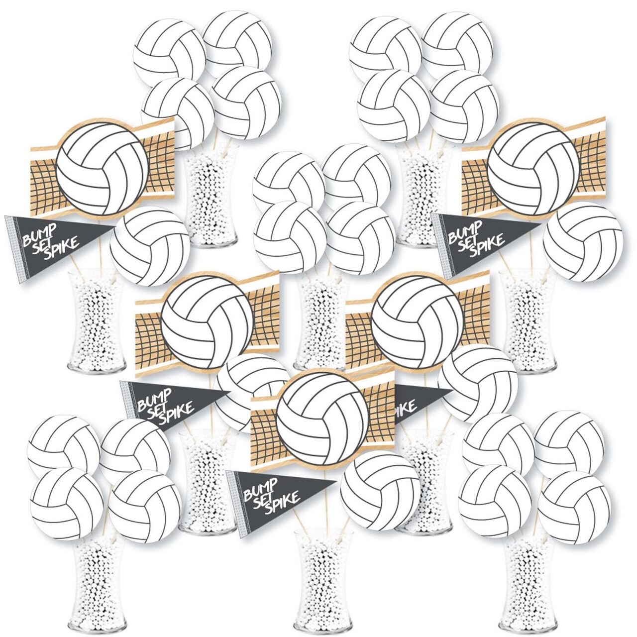 Big Dot of Happiness Bump, Set, Spike - Volleyball - Baby Shower or Birthday Party Centerpiece Sticks - Showstopper Table Toppers - 35 Pieces